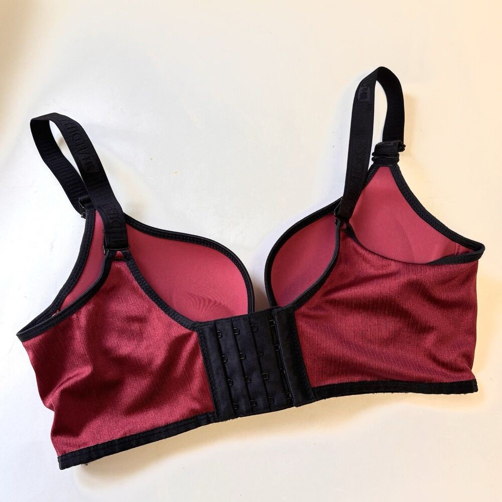 FENGTI Bras Lot Of 2 Push Up 36B Black And Maroon Rhinestones Lace Sexy Lingerie - Picture 11 of 16